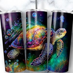 Tropical Turtle 🐢 Tortoise 20 oz Tumbler Lid Straw & Gift Box